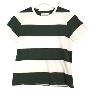 The Great. Striped Green and Cream Striped Crew T-Shirt